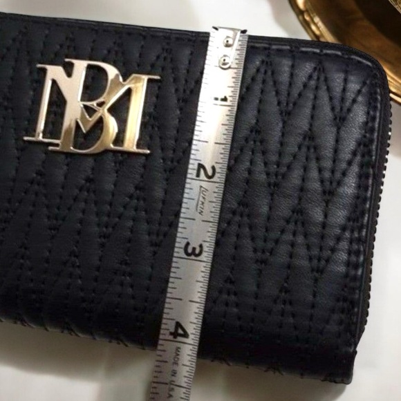 Badgley Mischka Black Braid Quilted Long Wallet - Picture 6 of 9